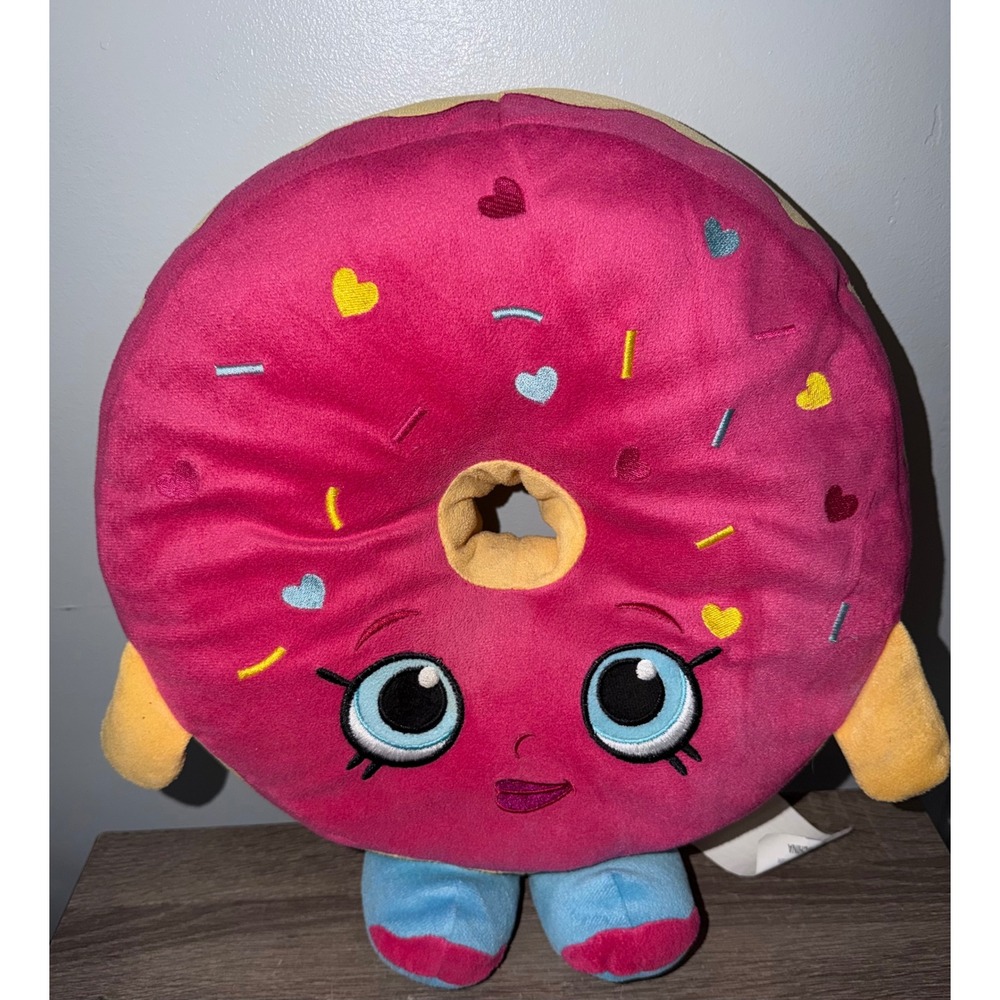 Shopkins D'Lish Donut Plush Pillow Pink Frosted Sprinkles Moose Toys 2013 12.5"